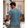 imagePJ PAUL JONES Mens Knit Shirts Short Sleeve Button Down Shirt Vintage Polo Shirt Casual Summer Beach ShirtsBlue Gray