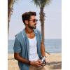 imagePJ PAUL JONES Mens Knit Shirts Short Sleeve Button Down Shirt Vintage Polo Shirt Casual Summer Beach ShirtsBlue Gray