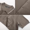 imagePJ PAUL JONES Mens Knit Shirts Short Sleeve Button Down Shirt Vintage Polo Shirt Casual Summer Beach ShirtsCamel