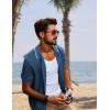 imagePJ PAUL JONES Mens Knit Shirts Short Sleeve Button Down Shirt Vintage Polo Shirt Casual Summer Beach ShirtsIndigo