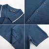 imagePJ PAUL JONES Mens Knit Shirts Short Sleeve Button Down Shirt Vintage Polo Shirt Casual Summer Beach ShirtsIndigo