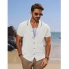 imagePJ PAUL JONES Mens Knit Shirts Short Sleeve Button Down Shirt Vintage Polo Shirt Casual Summer Beach ShirtsIvory White