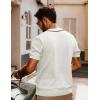 imagePJ PAUL JONES Mens Knit Shirts Short Sleeve Button Down Shirt Vintage Polo Shirt Casual Summer Beach ShirtsIvory White