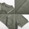 imagePJ PAUL JONES Mens Knit Shirts Short Sleeve Button Down Shirt Vintage Polo Shirt Casual Summer Beach ShirtsKhaki Green