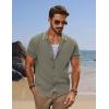imagePJ PAUL JONES Mens Knit Shirts Short Sleeve Button Down Shirt Vintage Polo Shirt Casual Summer Beach ShirtsKhaki Green