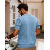 imagePJ PAUL JONES Mens Knit Shirts Short Sleeve Button Down Shirt Vintage Polo Shirt Casual Summer Beach ShirtsLight Blue