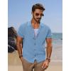 imagePJ PAUL JONES Mens Knit Shirts Short Sleeve Button Down Shirt Vintage Polo Shirt Casual Summer Beach ShirtsLight Blue