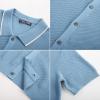 imagePJ PAUL JONES Mens Knit Shirts Short Sleeve Button Down Shirt Vintage Polo Shirt Casual Summer Beach ShirtsLight Blue