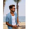 imagePJ PAUL JONES Mens Knit Shirts Short Sleeve Button Down Shirt Vintage Polo Shirt Casual Summer Beach ShirtsLight Blue