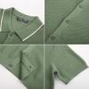 imagePJ PAUL JONES Mens Knit Shirts Short Sleeve Button Down Shirt Vintage Polo Shirt Casual Summer Beach ShirtsLight Green
