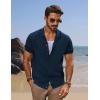 imagePJ PAUL JONES Mens Knit Shirts Short Sleeve Button Down Shirt Vintage Polo Shirt Casual Summer Beach ShirtsNavy