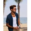 imagePJ PAUL JONES Mens Knit Shirts Short Sleeve Button Down Shirt Vintage Polo Shirt Casual Summer Beach ShirtsNavy