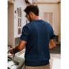 imagePJ PAUL JONES Mens Knit Shirts Short Sleeve Button Down Shirt Vintage Polo Shirt Casual Summer Beach ShirtsNavy