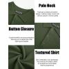 imagePJ PAUL JONES Mens Polo Shirt Short Sleeve Textured Knit Button Shirts Raglan Sleeve Casual Golf ShirtArmy Green