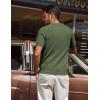 imagePJ PAUL JONES Mens Polo Shirt Short Sleeve Textured Knit Button Shirts Raglan Sleeve Casual Golf ShirtArmy Green