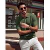 imagePJ PAUL JONES Mens Polo Shirt Short Sleeve Textured Knit Button Shirts Raglan Sleeve Casual Golf ShirtArmy Green
