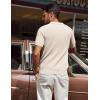 imagePJ PAUL JONES Mens Polo Shirt Short Sleeve Textured Knit Button Shirts Raglan Sleeve Casual Golf ShirtBeige