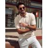 imagePJ PAUL JONES Mens Polo Shirt Short Sleeve Textured Knit Button Shirts Raglan Sleeve Casual Golf ShirtBeige