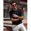imagePJ PAUL JONES Mens Polo Shirt Short Sleeve Textured Knit Button Shirts Raglan Sleeve Casual Golf ShirtBlack