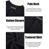 imagePJ PAUL JONES Mens Polo Shirt Short Sleeve Textured Knit Button Shirts Raglan Sleeve Casual Golf ShirtBlack