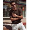 imagePJ PAUL JONES Mens Polo Shirt Short Sleeve Textured Knit Button Shirts Raglan Sleeve Casual Golf ShirtCoffee