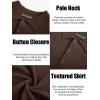 imagePJ PAUL JONES Mens Polo Shirt Short Sleeve Textured Knit Button Shirts Raglan Sleeve Casual Golf ShirtCoffee