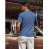 imagePJ PAUL JONES Mens Polo Shirt Short Sleeve Textured Knit Button Shirts Raglan Sleeve Casual Golf ShirtDark Blue