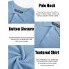 imagePJ PAUL JONES Mens Polo Shirt Short Sleeve Textured Knit Button Shirts Raglan Sleeve Casual Golf ShirtDusty Blue
