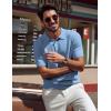 imagePJ PAUL JONES Mens Polo Shirt Short Sleeve Textured Knit Button Shirts Raglan Sleeve Casual Golf ShirtDusty Blue