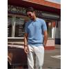 imagePJ PAUL JONES Mens Polo Shirt Short Sleeve Textured Knit Button Shirts Raglan Sleeve Casual Golf ShirtDusty Blue