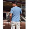 imagePJ PAUL JONES Mens Polo Shirt Short Sleeve Textured Knit Button Shirts Raglan Sleeve Casual Golf ShirtDusty Blue