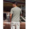 imagePJ PAUL JONES Mens Polo Shirt Short Sleeve Textured Knit Button Shirts Raglan Sleeve Casual Golf ShirtKhaqi