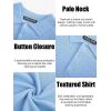 imagePJ PAUL JONES Mens Polo Shirt Short Sleeve Textured Knit Button Shirts Raglan Sleeve Casual Golf ShirtLight Blue