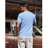 imagePJ PAUL JONES Mens Polo Shirt Short Sleeve Textured Knit Button Shirts Raglan Sleeve Casual Golf ShirtLight Blue