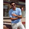 imagePJ PAUL JONES Mens Polo Shirt Short Sleeve Textured Knit Button Shirts Raglan Sleeve Casual Golf ShirtLight Blue