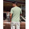 imagePJ PAUL JONES Mens Polo Shirt Short Sleeve Textured Knit Button Shirts Raglan Sleeve Casual Golf ShirtLight Green