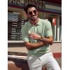 imagePJ PAUL JONES Mens Polo Shirt Short Sleeve Textured Knit Button Shirts Raglan Sleeve Casual Golf ShirtLight Green