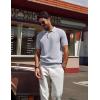 imagePJ PAUL JONES Mens Polo Shirt Short Sleeve Textured Knit Button Shirts Raglan Sleeve Casual Golf ShirtLight Grey