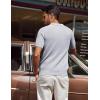 imagePJ PAUL JONES Mens Polo Shirt Short Sleeve Textured Knit Button Shirts Raglan Sleeve Casual Golf ShirtLight Grey
