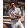 imagePJ PAUL JONES Mens Polo Shirt Short Sleeve Textured Knit Button Shirts Raglan Sleeve Casual Golf ShirtLight Grey