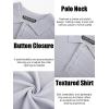 imagePJ PAUL JONES Mens Polo Shirt Short Sleeve Textured Knit Button Shirts Raglan Sleeve Casual Golf ShirtLight Grey