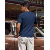 imagePJ PAUL JONES Mens Polo Shirt Short Sleeve Textured Knit Button Shirts Raglan Sleeve Casual Golf ShirtNavy Blue