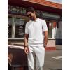imagePJ PAUL JONES Mens Polo Shirt Short Sleeve Textured Knit Button Shirts Raglan Sleeve Casual Golf ShirtWhite