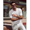 imagePJ PAUL JONES Mens Polo Shirt Short Sleeve Textured Knit Button Shirts Raglan Sleeve Casual Golf ShirtWhite