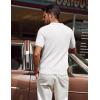 imagePJ PAUL JONES Mens Polo Shirt Short Sleeve Textured Knit Button Shirts Raglan Sleeve Casual Golf ShirtWhite