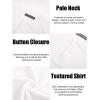 imagePJ PAUL JONES Mens Polo Shirt Short Sleeve Textured Knit Button Shirts Raglan Sleeve Casual Golf ShirtWhite