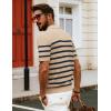 imagePJ PAUL JONES Mens Polo Shirt V Neck Striped Shirt Short Sleeve Casual ShirtsApricot