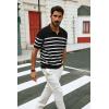 imagePJ PAUL JONES Mens Polo Shirt V Neck Striped Shirt Short Sleeve Casual ShirtsBlack