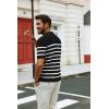 imagePJ PAUL JONES Mens Polo Shirt V Neck Striped Shirt Short Sleeve Casual ShirtsBlack
