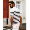 imagePJ PAUL JONES Mens Polo Shirt V Neck Striped Shirt Short Sleeve Casual ShirtsWhite